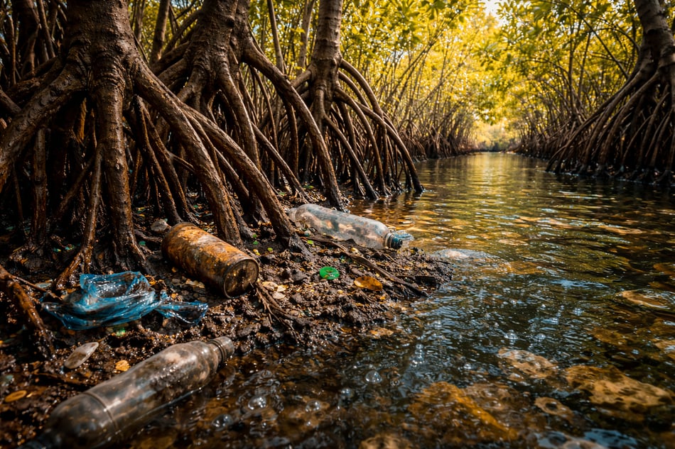 Coastal guardians: How mangroves filter microplastics, trap pollutants, and store carbon